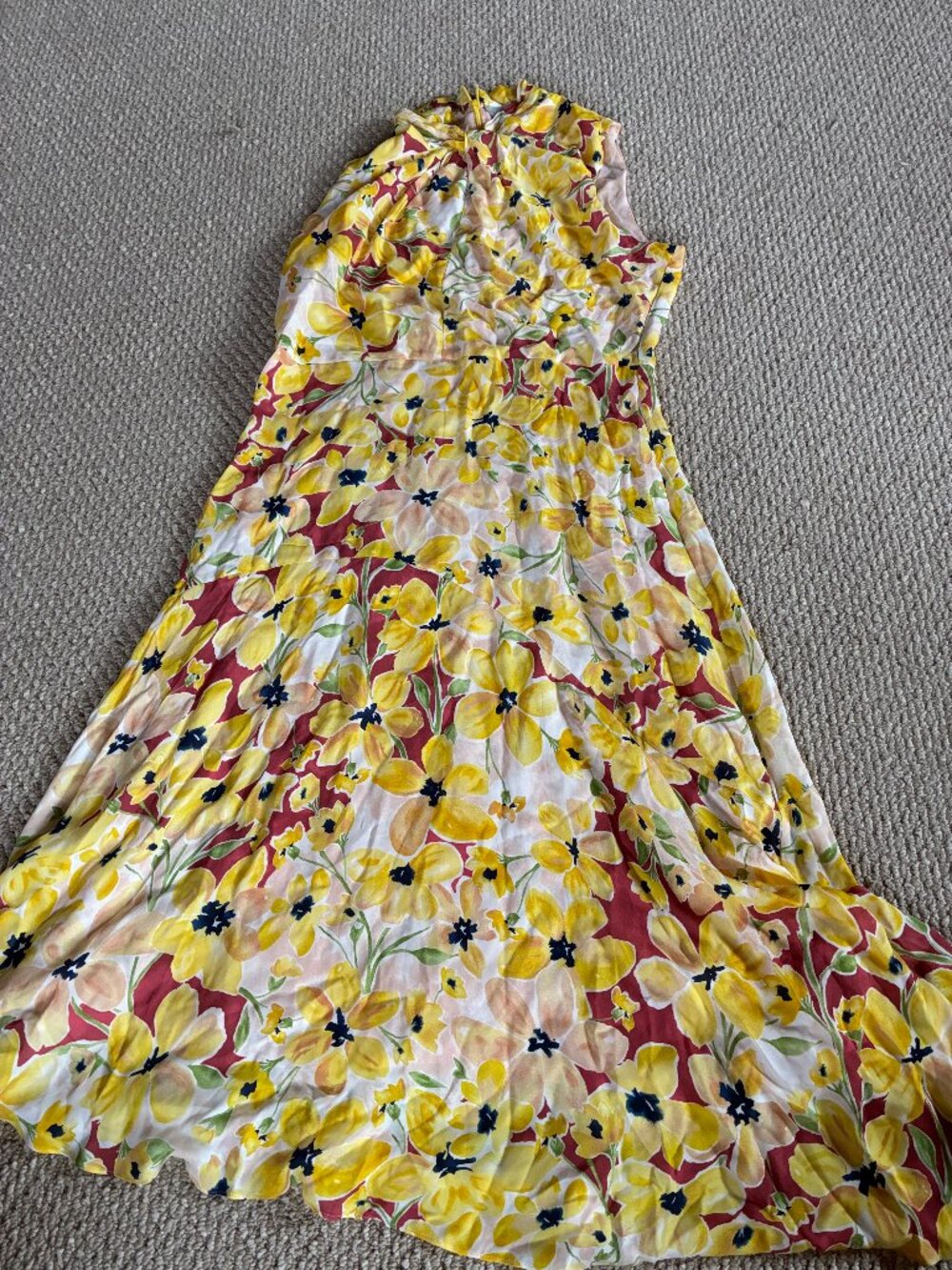 Tahari Naomi Floral Silk Asymmetrical Sleeveless Midi-Dress Size 14 $495